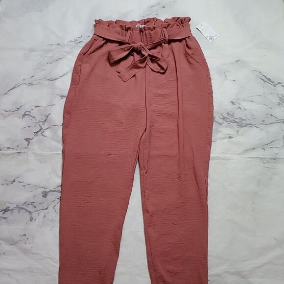 SO Pants - SO Dusty Pink Paperbag Taper Pants